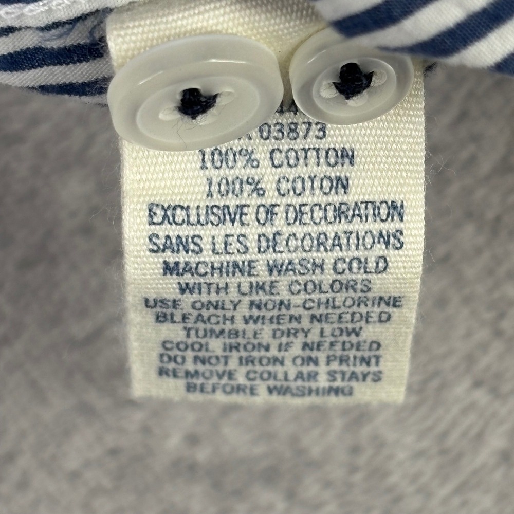 American Eagle Shirt Men Large Blue Striped Palm Tree Graphic Vintage Fit Cotton - Picture 8 of 11